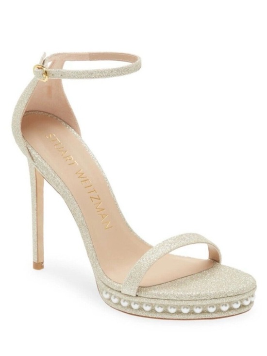 Stuart Weitzman Shoes - Stuart Weitzman Nudistdisco
Pearl Platform Sandals Fig-Fine Glitter Sz 8.5 NIB
